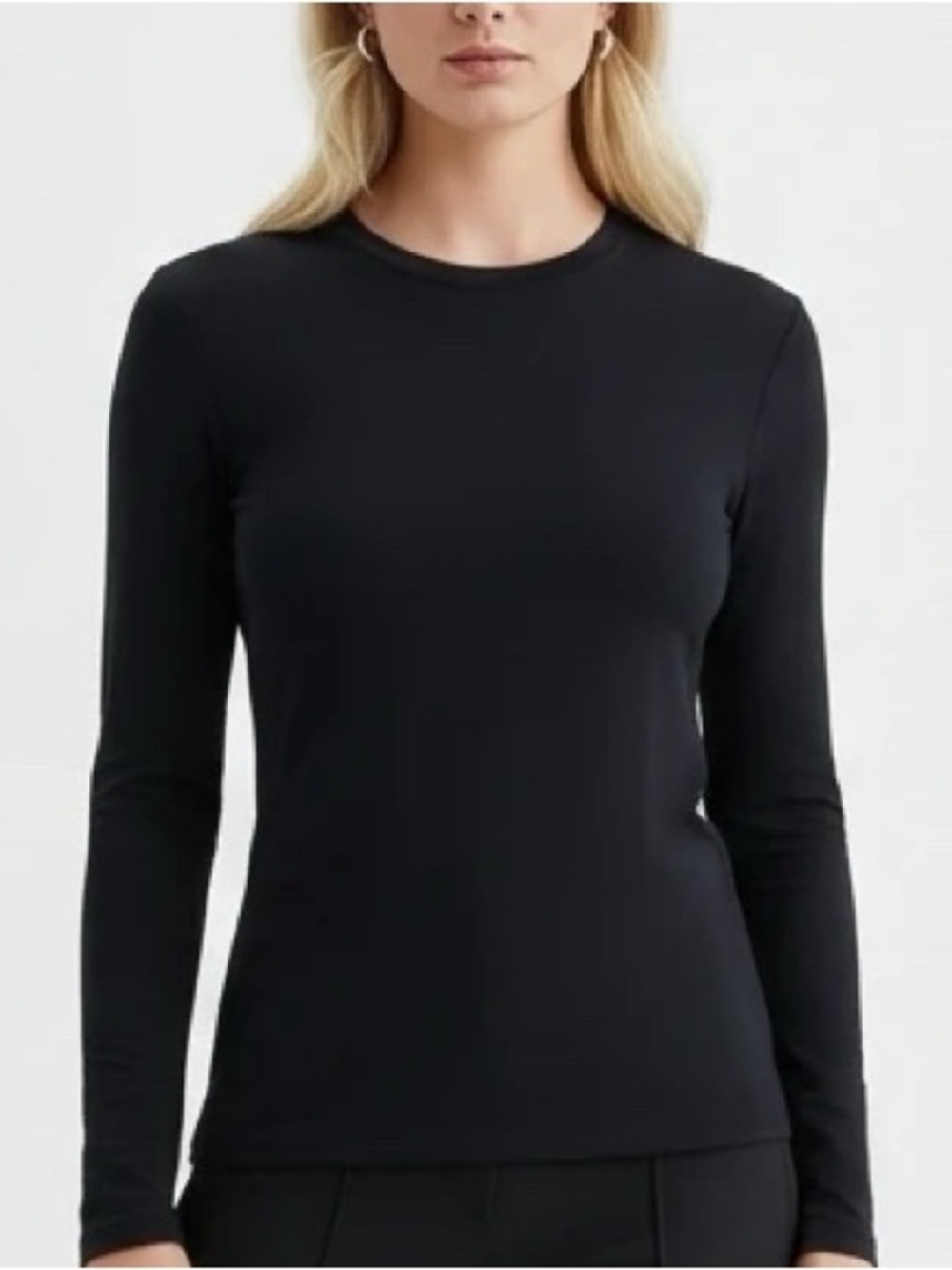 Nordstrom Caslon Black Long Sleeve Fitted T-Shirt